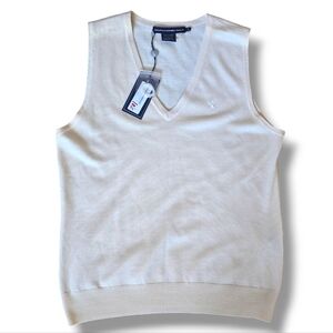 Ralph Lauren Golf 100% merino wool beige/off white vest vest size Large